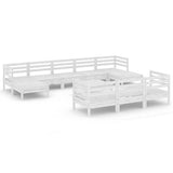 11 Piece Garden Lounge Set White Solid Pinewood