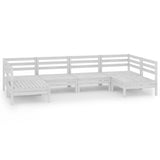6 Piece Garden Lounge Set White Solid Pinewood