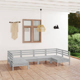 6 Piece Garden Lounge Set White Solid Pinewood