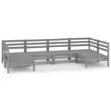 6 Piece Garden Lounge Set Grey Solid Pinewood