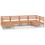 6 Piece Garden Lounge Set Honey Brown Solid Pinewood - Front View