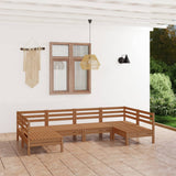 6 Piece Garden Lounge Set Honey Brown Solid Pinewood