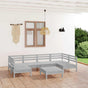 7 Piece Garden Lounge Set White Solid Wood Pine