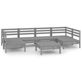 7 Piece Garden Lounge Set Grey Solid Wood Pine