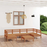 7 Piece Garden Lounge Set Honey Brown Solid Wood Pine