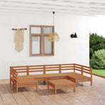 7 Piece Garden Lounge Set Honey Brown Solid Wood Pine