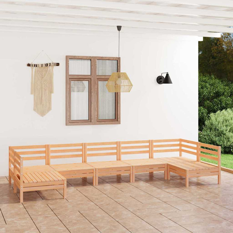 7 Piece Garden Lounge Set Solid Wood Pine