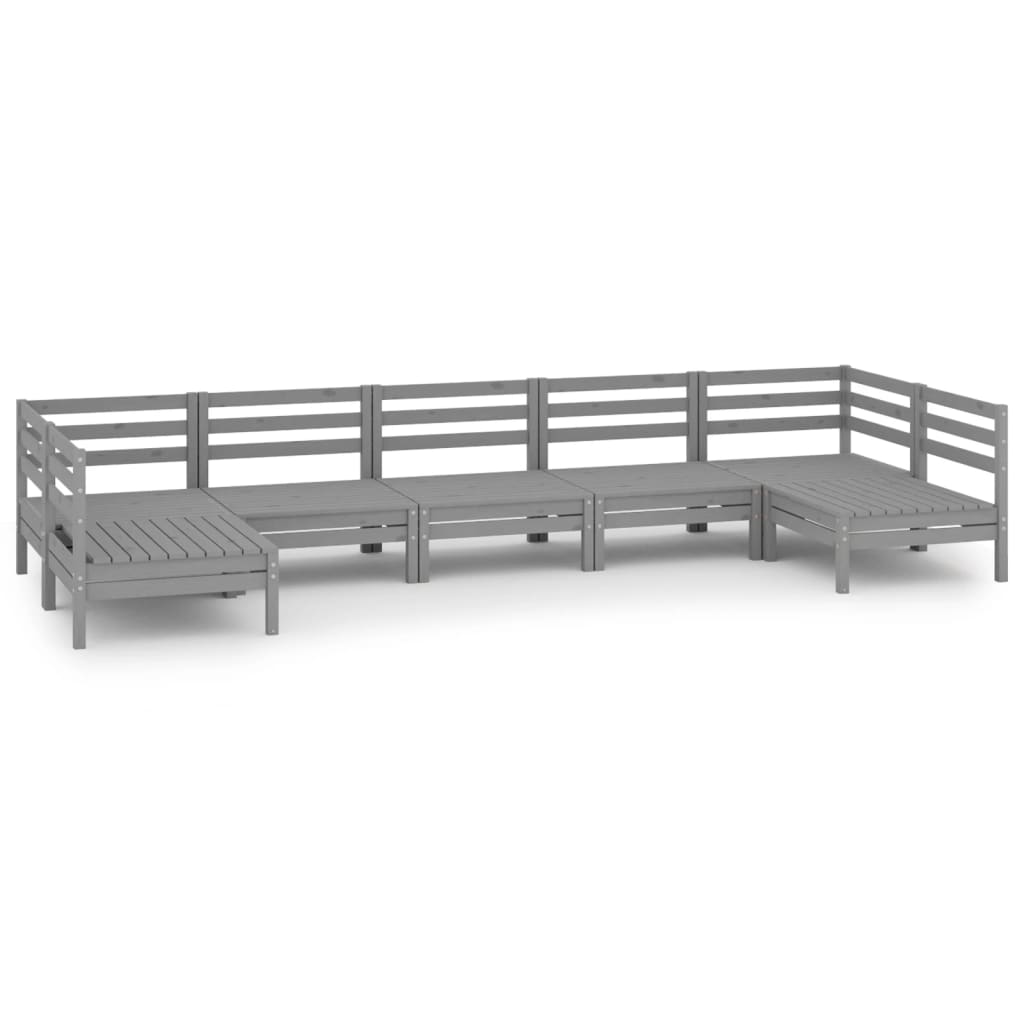 7 Piece Garden Lounge Set Grey Solid Pinewood