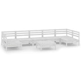 8 Piece Garden Lounge Set White Solid Pinewood - Front View