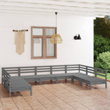 9 Piece Garden Lounge Set Grey Solid Pinewood
