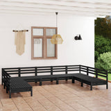 9 Piece Garden Lounge Set Black Solid Pinewood