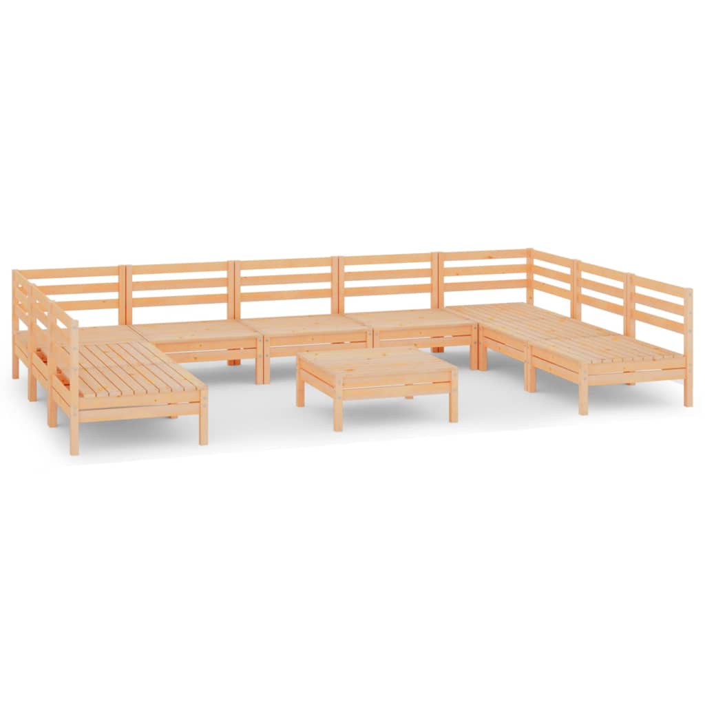 10 Piece Garden Lounge Set Solid Pinewood