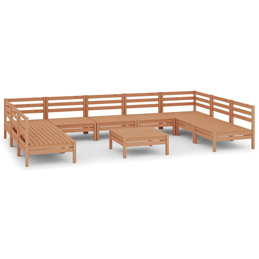 10 Piece Garden Lounge Set Honey Brown Solid Pinewood