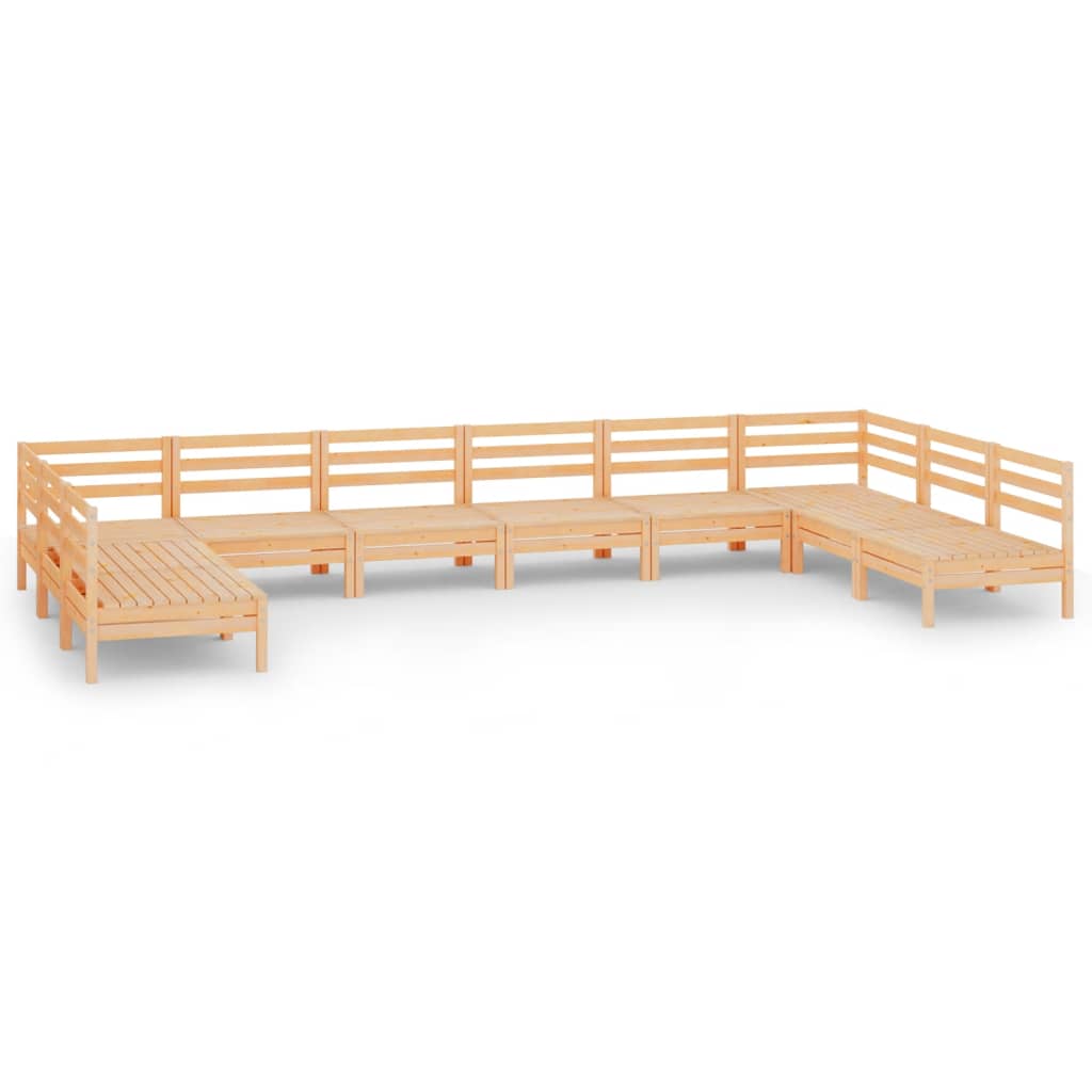 10 Piece Garden Lounge Set Solid Pinewood