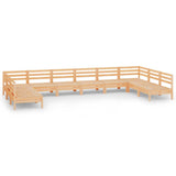 10 Piece Garden Lounge Set Solid Pinewood - Front View