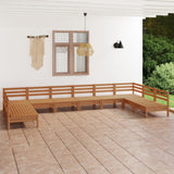 10 Piece Garden Lounge Set Honey Brown Solid Pinewood