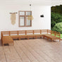 10 Piece Garden Lounge Set Honey Brown Solid Pinewood