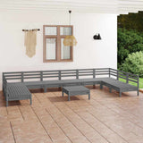 11 Piece Garden Lounge Set Grey Solid Pinewood