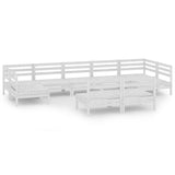 9 Piece Garden Lounge Set White Solid Pinewood - Front View