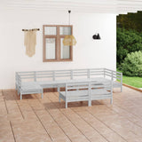 9 Piece Garden Lounge Set White Solid Pinewood