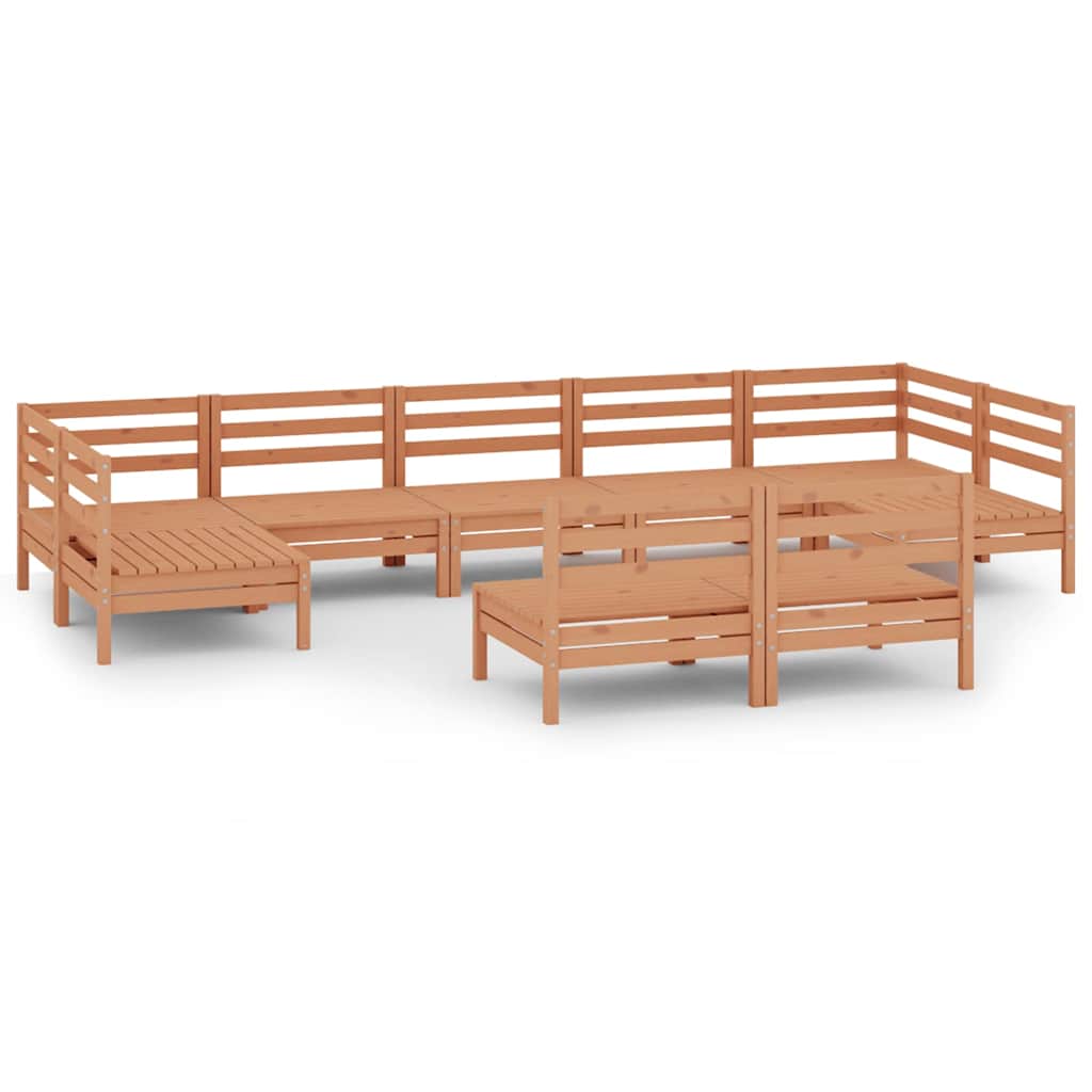 9 Piece Garden Lounge Set Honey Brown Solid Pinewood