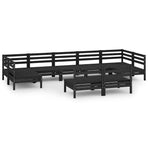 9 Piece Garden Lounge Set Black Solid Pinewood