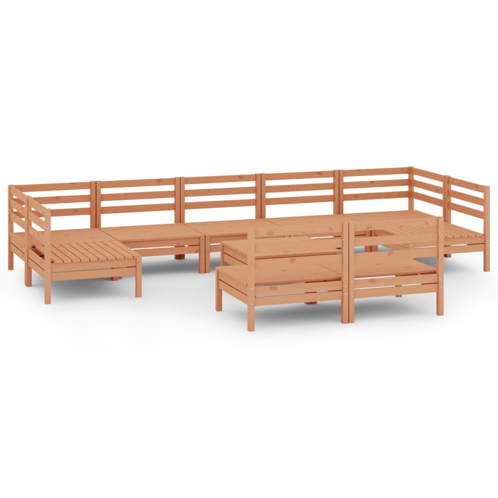 10 Piece Garden Lounge Set Honey Brown Solid Pinewood