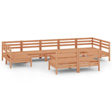 10 Piece Garden Lounge Set Honey Brown Solid Pinewood