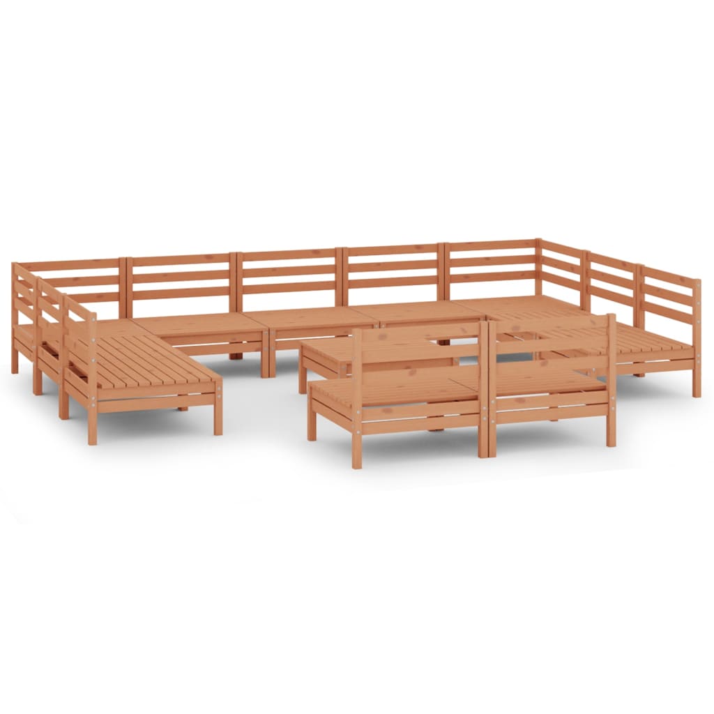 12 Piece Garden Lounge Set Honey Brown Solid Pinewood