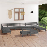 12 Piece Garden Lounge Set Grey Solid Pinewood