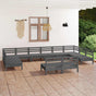 12 Piece Garden Lounge Set Grey Solid Pinewood