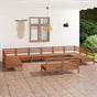 12 Piece Garden Lounge Set Honey Brown Solid Pinewood