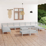 13 Piece Garden Lounge Set White Solid Pinewood