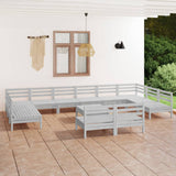 13 Piece Garden Lounge Set White Solid Pinewood