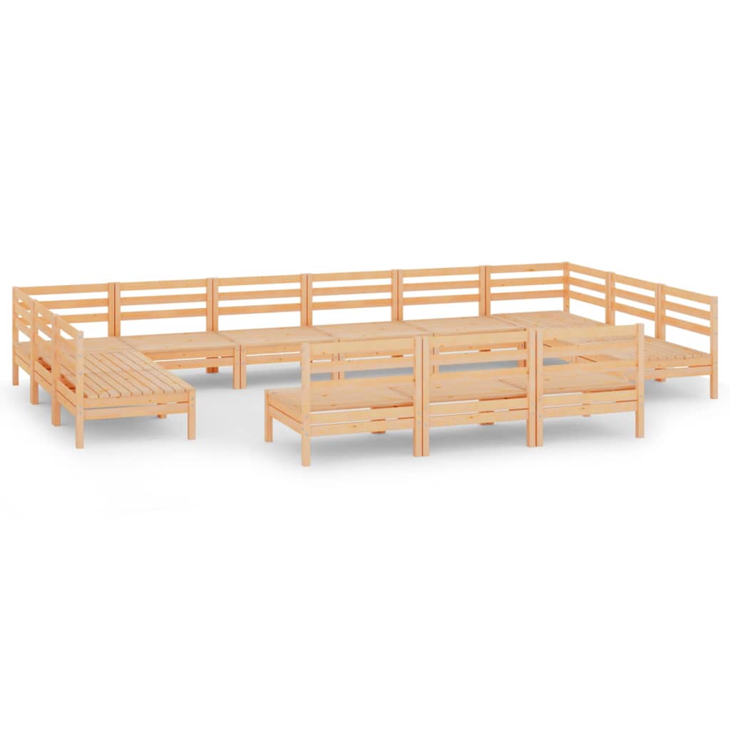 13 Piece Garden Lounge Set Solid Pinewood