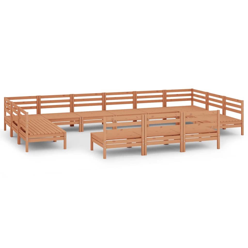 13 Piece Garden Lounge Set Honey Brown Solid Pinewood