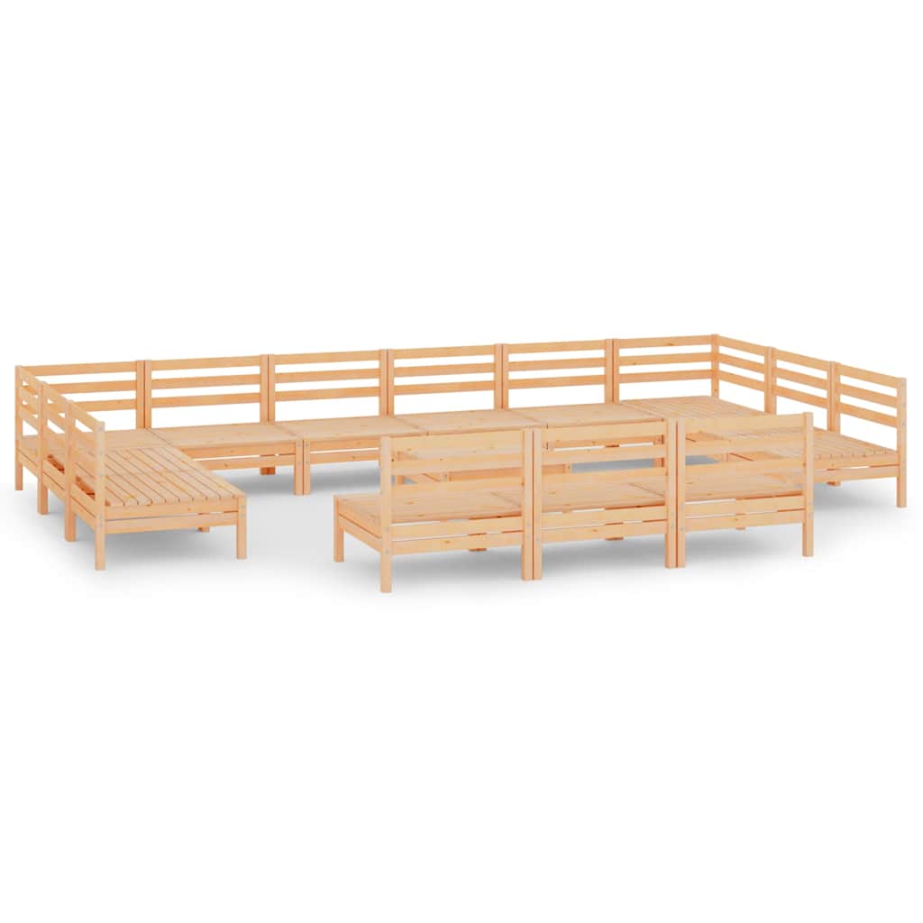 14 Piece Garden Lounge Set Solid Pinewood