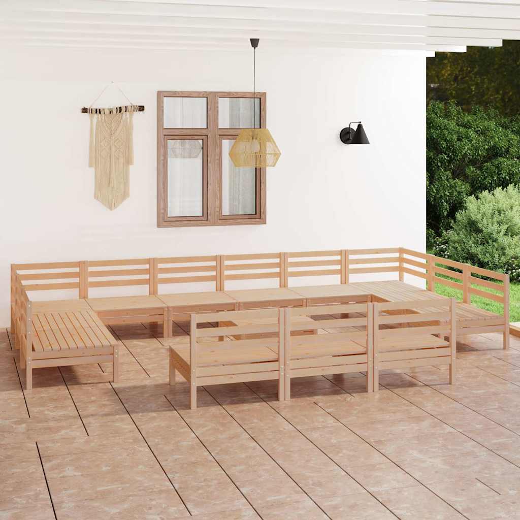 14 Piece Garden Lounge Set Solid Pinewood