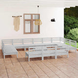 14 Piece Garden Lounge Set White Solid Pinewood