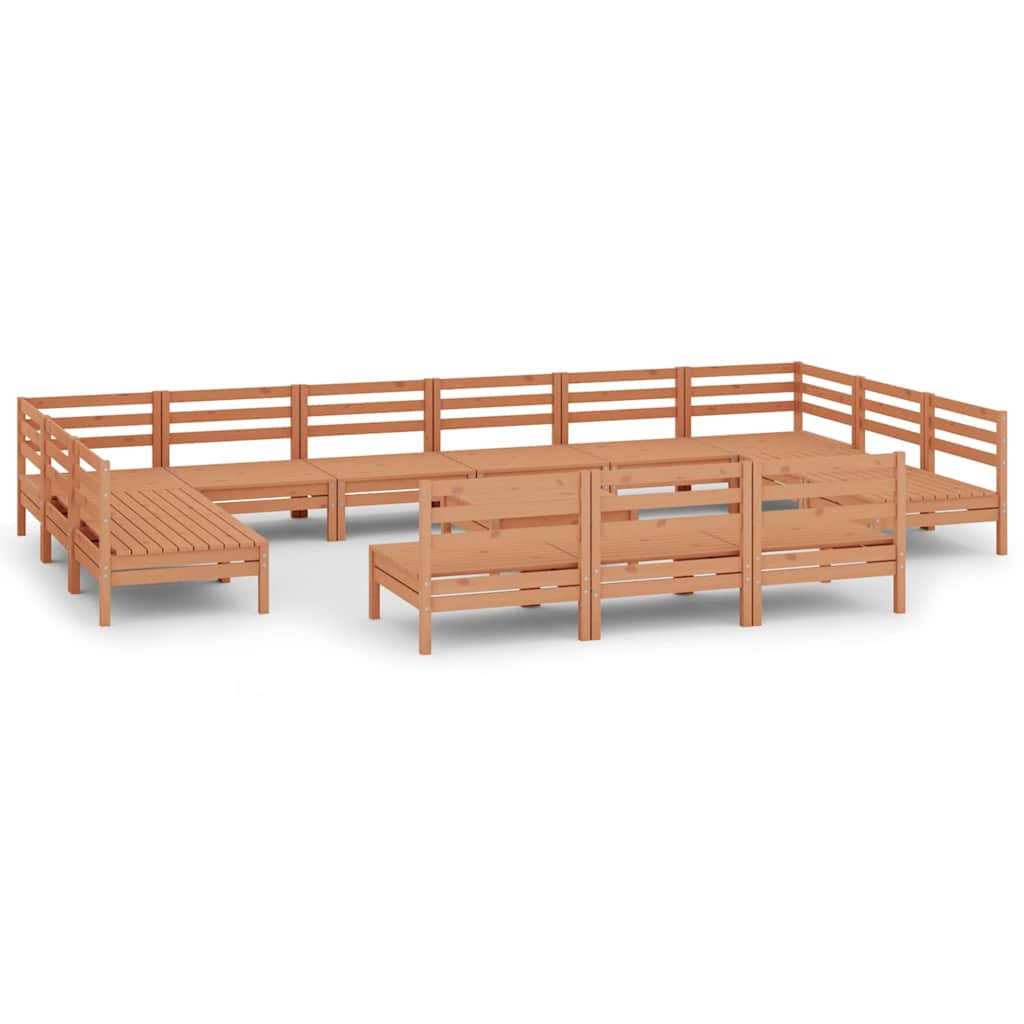 14 Piece Garden Lounge Set Honey Brown Solid Pinewood