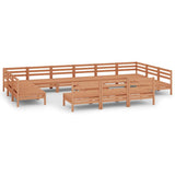 14 Piece Garden Lounge Set Honey Brown Solid Pinewood - Front View