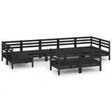 9 Piece Garden Lounge Set Black Solid Pinewood - Front View