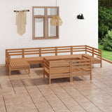 10 Piece Garden Lounge Set Honey Brown Solid Pinewood
