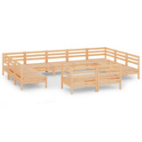 11 Piece Garden Lounge Set Solid Pinewood - Front View