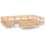 12 Piece Garden Lounge Set Solid Pinewood