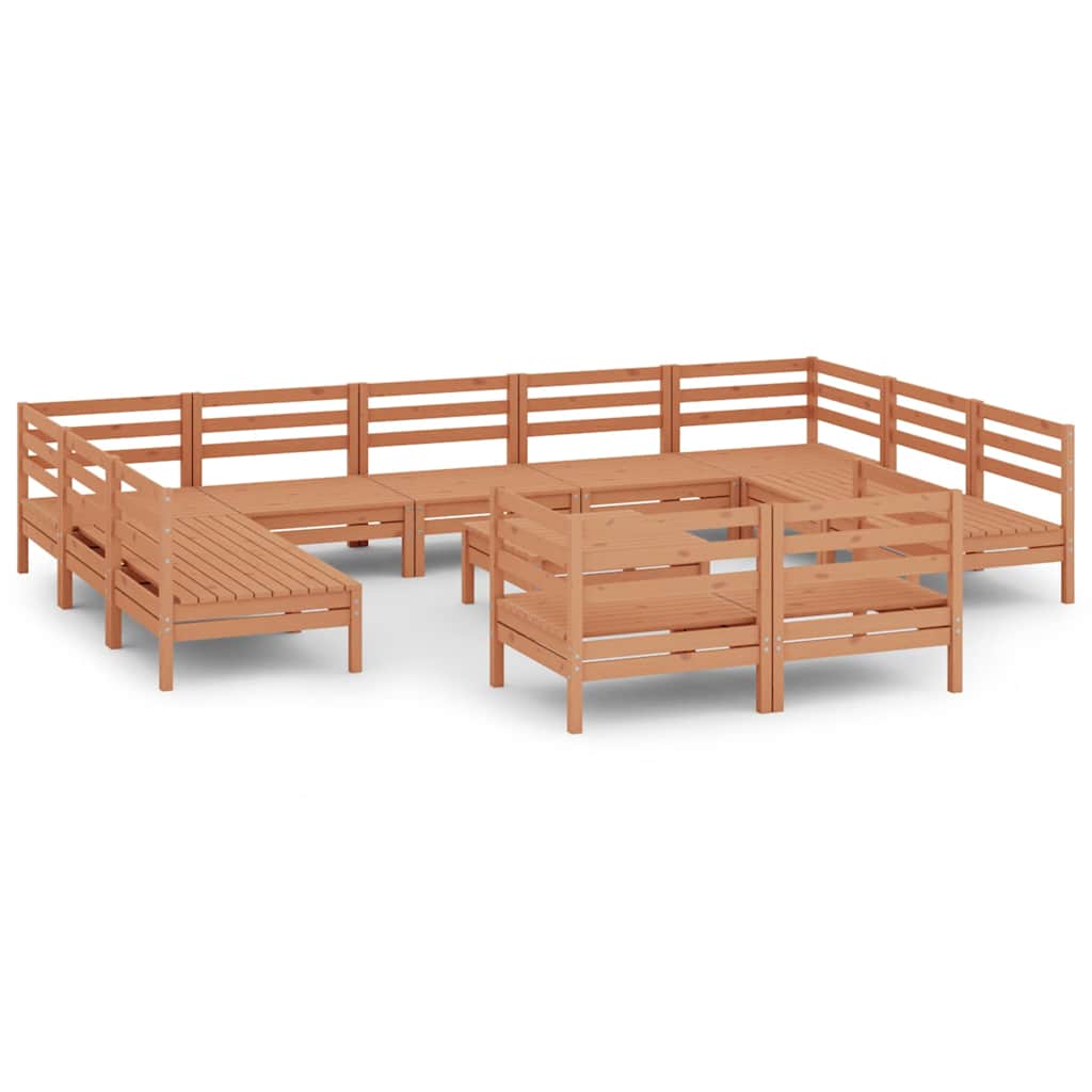 12 Piece Garden Lounge Set Honey Brown Solid Pinewood