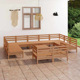 12 Piece Garden Lounge Set Honey Brown Solid Pinewood