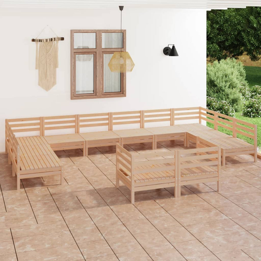 12 Piece Garden Lounge Set Solid Pinewood