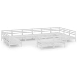 12 Piece Garden Lounge Set White Solid Pinewood