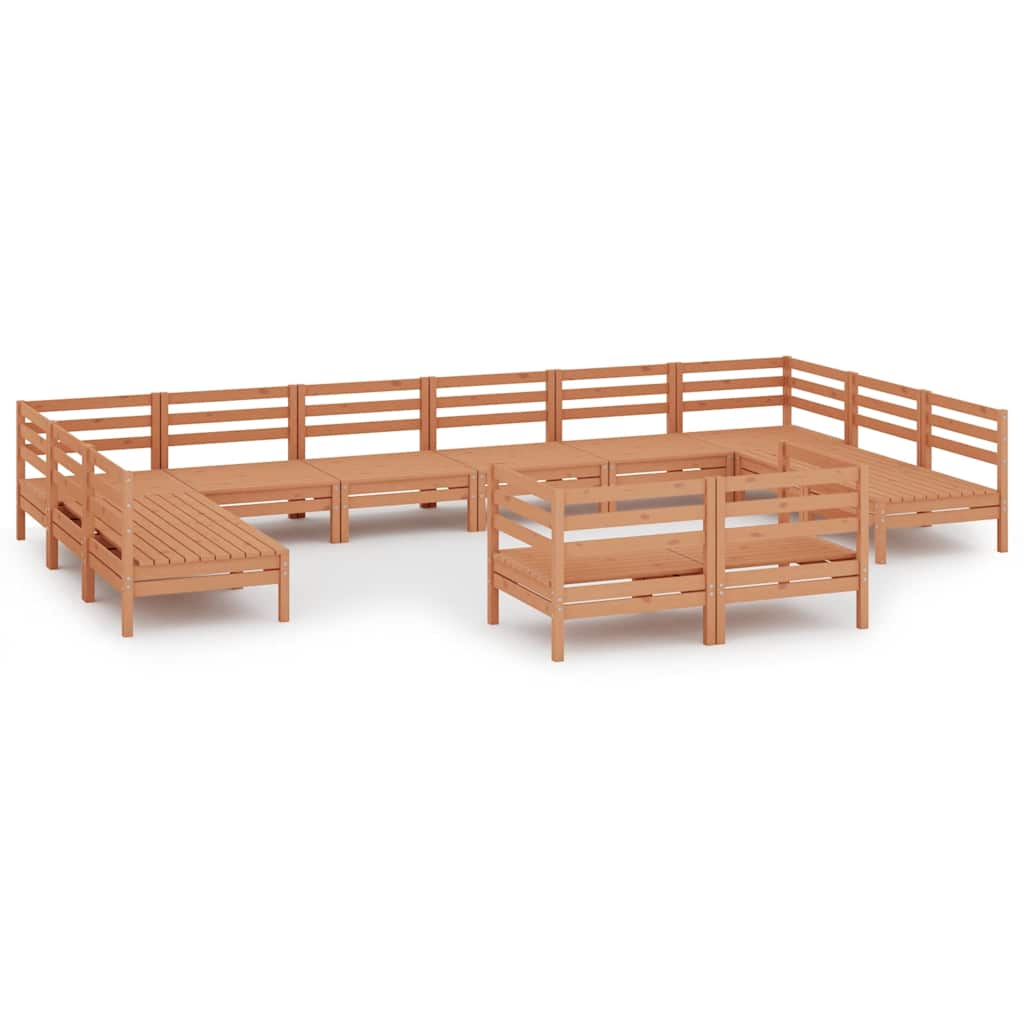 12 Piece Garden Lounge Set Honey Brown Solid Pinewood